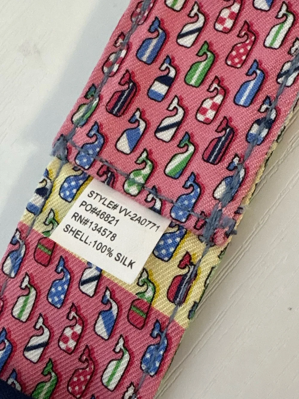 Vineyard Vines Kentucky Derby Multicolor Whale Pattern Silk Belt S Gold D Ring